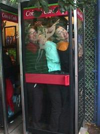 Group in telephone box